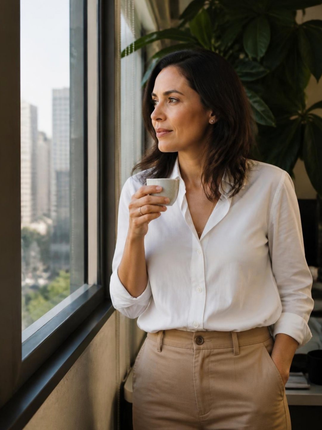 Pausa no trabalho com café
